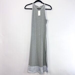 Splendid Gray & Blue Satin Trim Sleeveless Night Gown